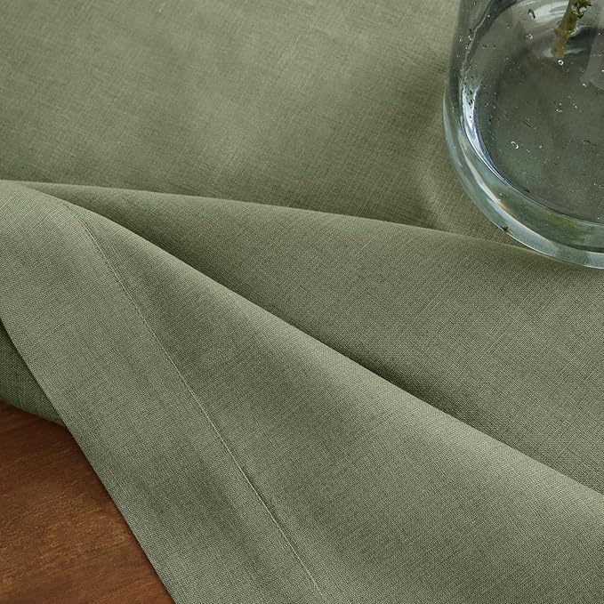 Solino Home Linen Tablecloth 60 x 108 Inch - 100% Pure Linen Oil Green Table Cloth for Rectangle Tables - Fete, Machine Washable Tablecloth for Fall, Autumn, Thanksgiving, Christmas