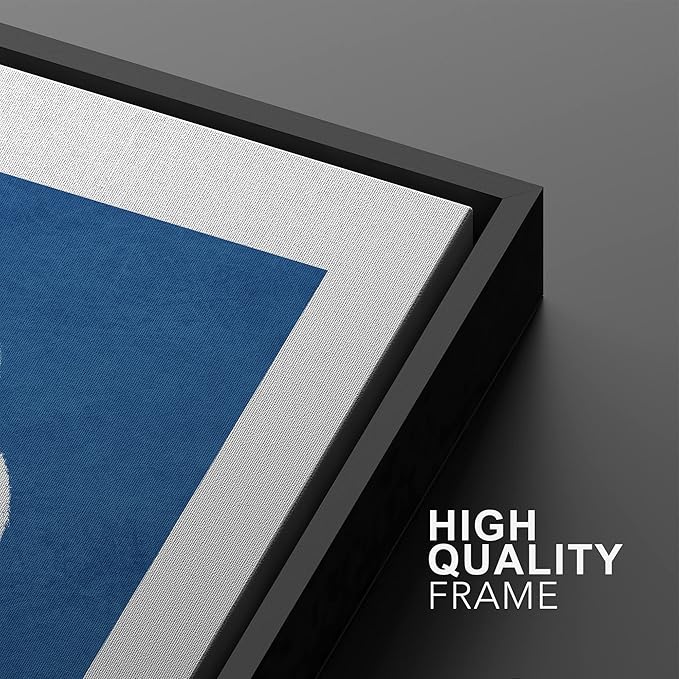 SIGNWIN Framed Wall Art Print Set White Line Contrasting Blue Backround Abstract Swirly Digital Art Modern Art Mid-Century Modern Expressive for Living Room, Bedroom, Office - 16"x24"x2 Black