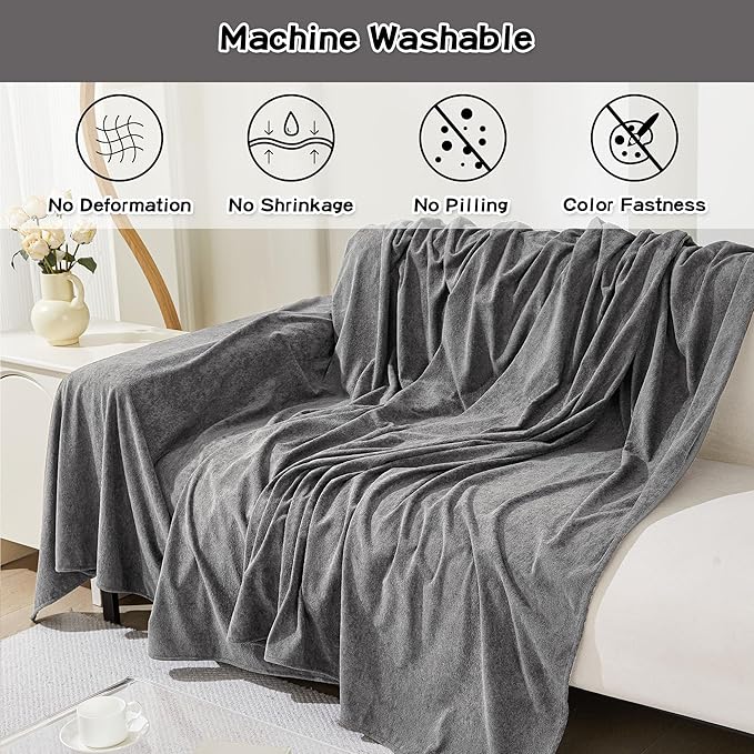 MEETSKY Couch Cover for 3 Cushion Cat Scratch Proof Sofa Covers Washable Couch Protector Sectional Couch Covers for Dogs Soft L Shape Sofa Slipcover for Pets Kids, 91" x 134", Grey