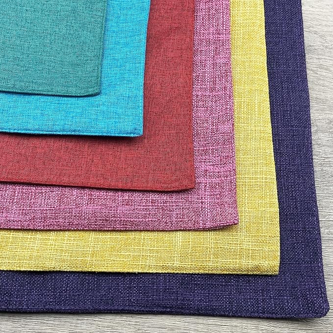 Weabetfu Cloth Placemats Set of 6 Heat Resistant Dining Table Placemmats Cotton Linen Machine Washable Kitchen Table Mats Wrinkle Free Thick Fabric Place Mat,Easy to Clean,13"x19" Yellow