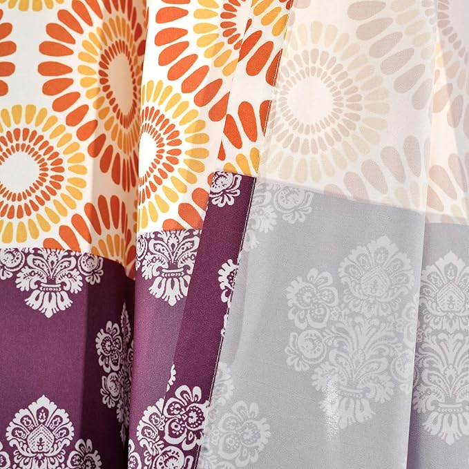 Lush Decor Bohemian Stripe Window Curtain Panels, Pair 52" W x 84" L Fuchsia & Orange - Light Filtering Curtains for Bedroom - Boho Curtains - Maximalist Decor