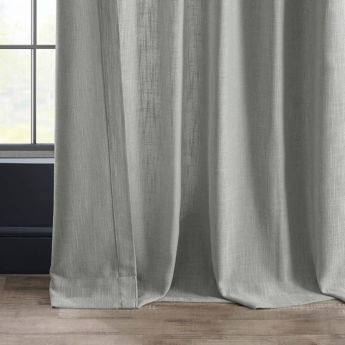 HPD Half Price Drapes Heavy Faux Linen Light Filtering Curtains for Bedroom 108 Inches Long (1 Panel) - Rod Pocket Curtains for Living Room - Window Curtains Home Decor - 50 X 108, Ash Grey