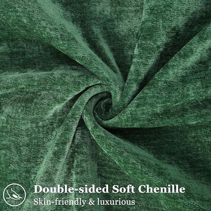 decorUhome Christmas Couch Throw Pillow Covers 18x18 Set of 2, Decorative Soft Euro Velvet Neutral Chenille Pillow Covers with Elegant Design for Sofa Bed Living Room Home Decor, Green