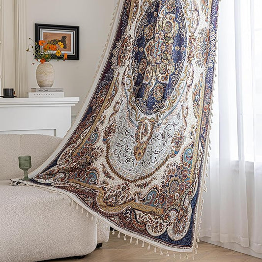 Popular Handicrafts Printed Curtains for Living Room 63 Inches Long Indian Hippie Bohemian Curtains Rod Pocket Light Filtering 2 Panels, Vintage Flower