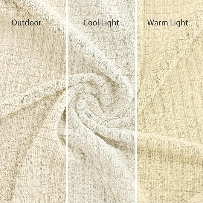 Cupuamon 2025 New Stretch Oversized Sofa Slipcovers Couch Sofa Cover for 4 Seater Furniture Protector Covers with Elastic Bottom Jacquard Fabric Small Checks for Pets, Kids - Beige