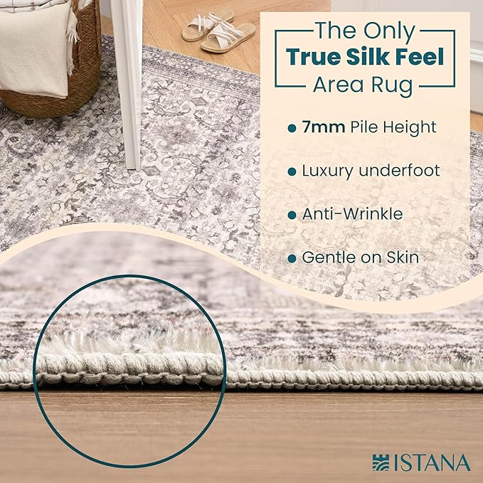 Istana Rugs 9x12 - Beige Grey/Light Cream Area Rug - Foldable Neutral Rug - Stain Resistant 9 x 12 Area Rugs for Living Room - Eco-Friendly 9 x 12 Area Rug Boho - Materials Area Rugs for Bedroom