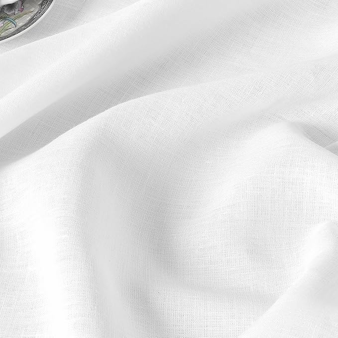 D'Moksha Homes White Linen Tablecloth 60 x 156 Inch - 100% Pure Linen Tablecloth for Rectangle Tables - Machine Washable Table Cloth for Fall, Thanksgiving, Christmas, Holiday