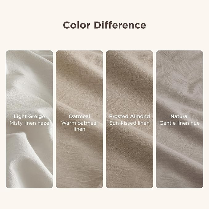 Bedsure 100% Washed Cotton Duvet Cover Cal King - Oatmeal Minimalist Cotton Duvet Cover Linen Like for All Seasons - GentleSoft™ Plain Simple Bedding (Oatmeal, California King, 104"x98")