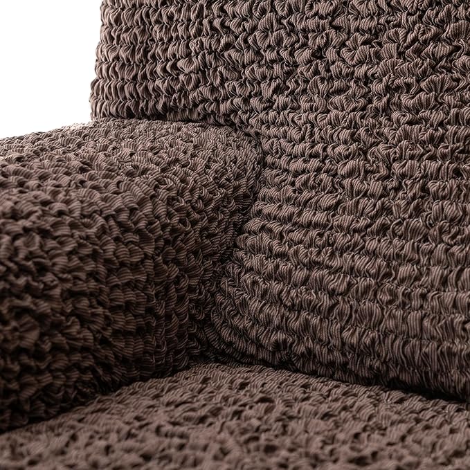 PAULATO BY GA.I.CO. Sofa Slipcover - Stretch Couch Cover - Stylish Cushion Sofa Cover - Soft Polyester Fabric Slipcover - 1-Piece Form Fit Washable Protector for Pet - Mille Righe Collection - Brown