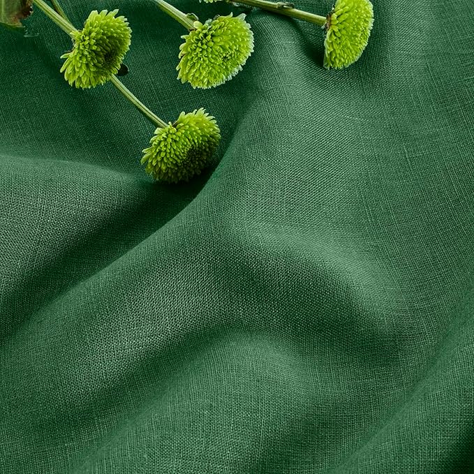 Solino Home Linen Tablecloth for Rectangle Tables 60 x 108 Inch - 100% Pure Linen Pine Green Table Cloth - Fete, Machine Washable Cloth Tablecloth for Fall, Autumn, Thanksgiving, Christmas