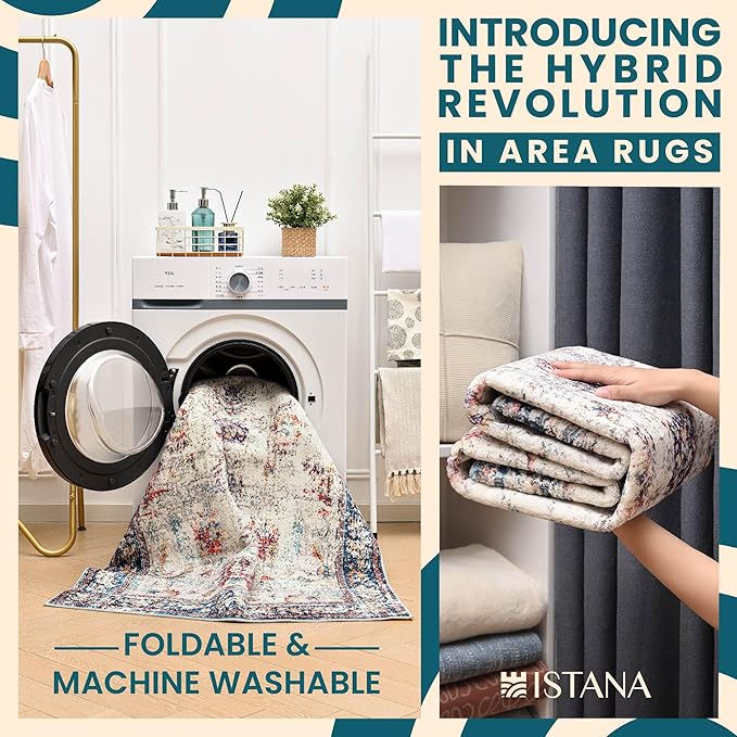 Istana Hallway Runner Rug 2x6 - Multi-Color Kitchen Rugs Non Slip Washable -Silk's Soft Touch Carpet Runner - Stylish Rug for Home