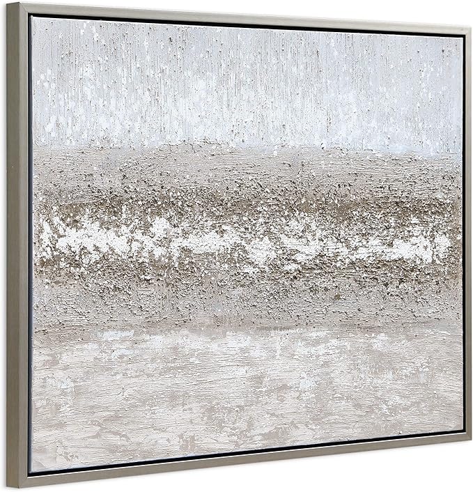 Empire Art Direct Abstract Wall Art Textured Hand Painted Canvas by Martin Edwards, Champagne Silver Frame, 40" x 30", Sandpath
