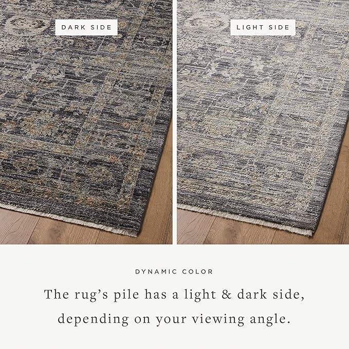 Loloi Jean Stoffer Katherine Collection KES-03 Midnight/Tobacco 9'-6" x 9'-6", .25" Pile Height, Round Area Rug