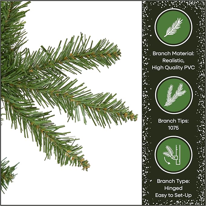 National Tree Company 7.5 ft Unlit Kingswood Fir Slim Artificial Christmas Tree, 1,075 Tips, Includes Stand, Green