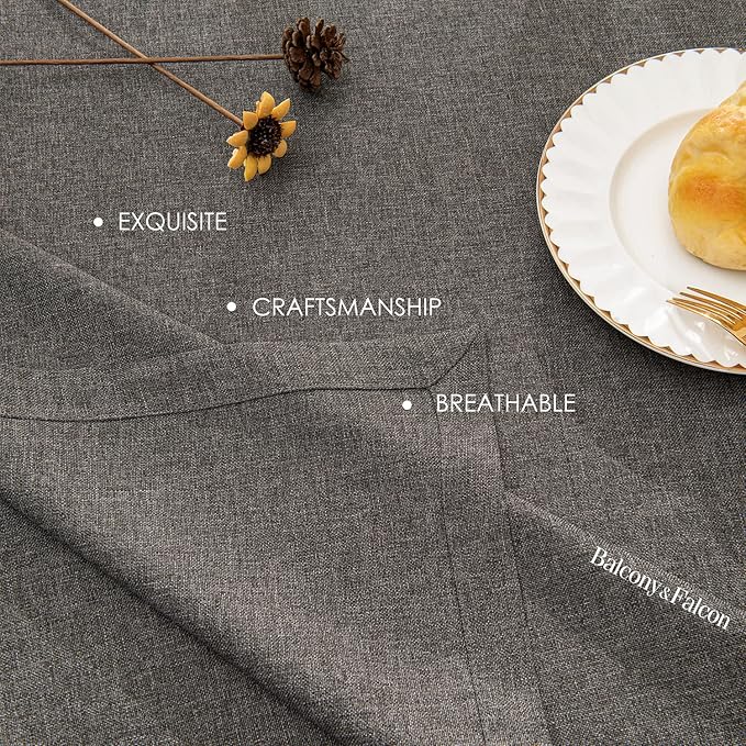 BALCONY & FALCON Table Cloth for 6ft Rectangle Tables – Waterproof, Wrinkle-Free Farmhouse Tablecloth for Dining, Kitchen, Wedding, Baby Shower, Holiday Gatherings (Dark Gray, 55" x 95")