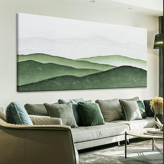 TAIJXAGSG Large Abstract Wall Art For Living Room Canvas Art Wall Decor Bedroom Office Decor Green White Wall Art Painting Abstract Art Prints Home Artwork 29×58 In