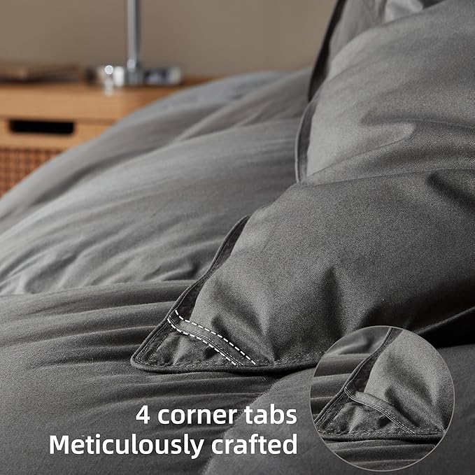 Goose Feather Down Comforter Cal King Size,100% Organic Cotton Duvet Insert,All-Season Luxury Duvet Insert with Baffle Box Design, 750+Fill Power Hotel Collection Bedding Comforter