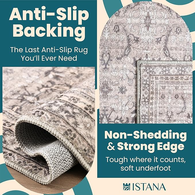 Istana Rugs 9x12 - Beige Grey/Light Cream Area Rug - Foldable Neutral Rug - Stain Resistant 9 x 12 Area Rugs for Living Room - Eco-Friendly 9 x 12 Area Rug Boho - Materials Area Rugs for Bedroom