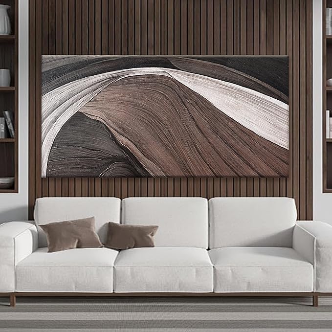 TAIJXAGSG Large Abstract Wall Art For Living Room Pints Black And White Canvas Art Wall Decor Prints Picture Painting Brown Maximalist Decor Artwork For Bedroom Modern Home Wall Decor 29x58 In