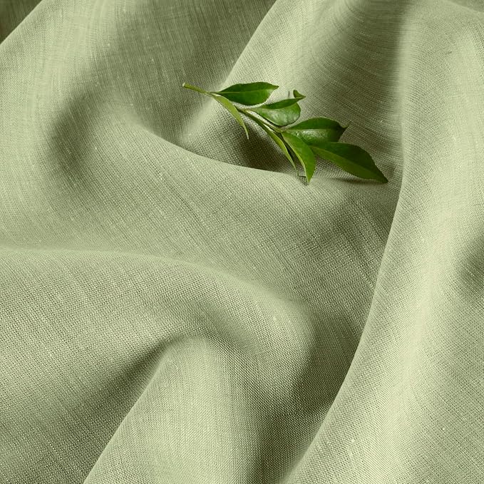 Solino Home Linen Tablecloth 60 x 156 Inch - 100% Pure Linen Chambray Olive Table Cloth for Rectangular Tables - Athena, Machine Washable Cloth Tablecloth for Fall, Autumn, Thanksgiving