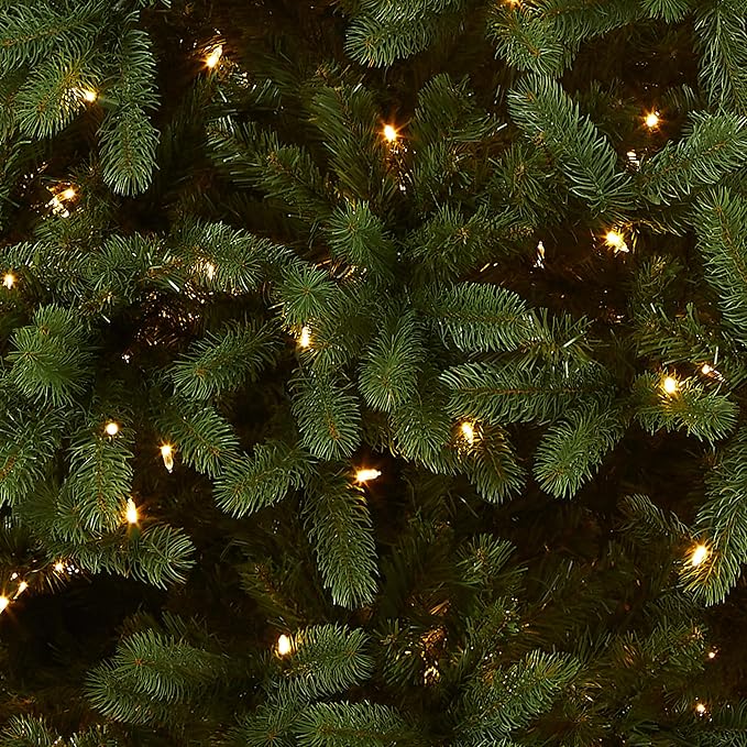 National Tree Company 9 ft Pre-Lit Downswept Douglas Fir Artificial Christmas Tree, 900 LED Lights, 3,185 Tips, PowerConnect, Foot Pedal, 10 Light Functions, Includes Stand, Green