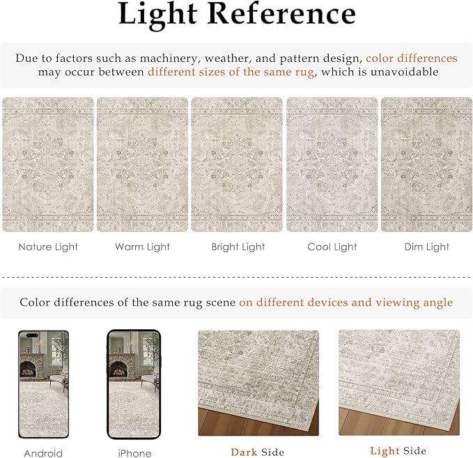 Beige 2x6 Runner Rug Washable Vintage Long Carpet for Hallway Kitchen Soft Retro Floral Low Pile Indoor Runner Non Slip Central Medallion Throw Rug for Bathroom Bedroom Laundry Dining Room