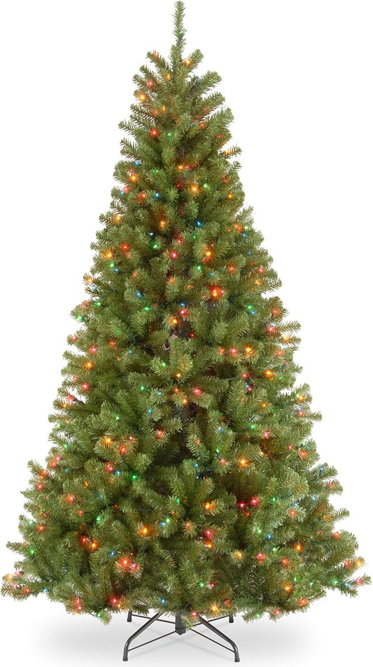 National Tree Company 7 ft Pre-Lit North Valley Spruce Full Artificial Christmas Tree, 500 Multicolor Lights, 1,096 Tips, Includes Stand, Green