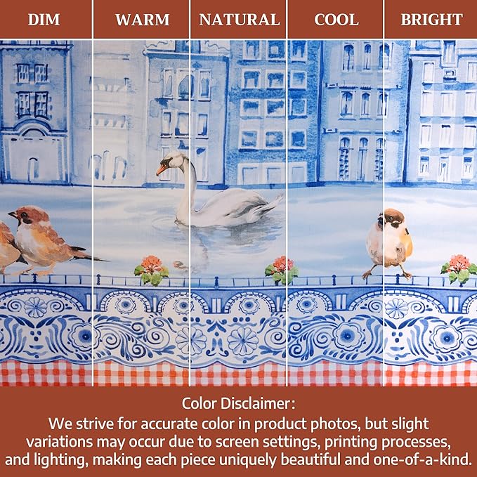 Maison d'Hermine Table Runner 100% Cotton Single Layer TableRunners 72 inches Long Decorative for Home Kitchen Dining Party Baby Shower Wedding Bridal Shower SpringSummer(Amsterdam Canals,14.50"x72")
