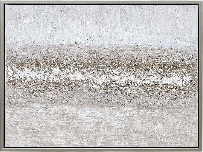 Empire Art Direct Abstract Wall Art Textured Hand Painted Canvas by Martin Edwards, Champagne Silver Frame, 40" x 30", Sandpath
