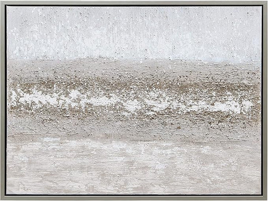 Empire Art Direct Abstract Wall Art Textured Hand Painted Canvas by Martin Edwards, Champagne Silver Frame, 40" x 30", Sandpath