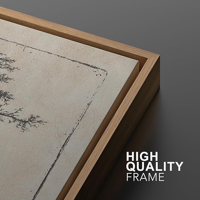 SIGNWIN Framed Canvas Print Wall Art Set Vintage Botanical Tree Sketches Illustrations Modern Art Minimal Boho Relax/Calm for Living Room, Bedroom, Office - 16"x24"x2 Natural