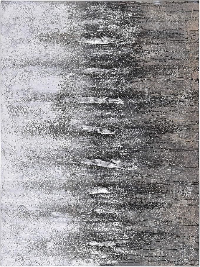 Empire Art Direct Abstract Wall Art Textured Hand Painted Canvas by Martin Edwards, Unframed, 40" x 30", Gray Frequency