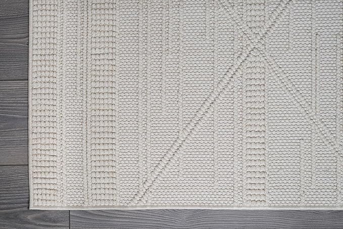 CAMILSON Micro Loop Rug 6x9 Modern Luxury Geometric Pattern Area Rugs Soft High and Low Pile Stain Resistant Easy-Cleaning Non-Shedding for Living Room Office Indoor Carpet (6 x 9 / White)
