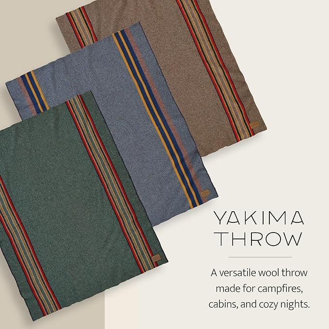 Pendleton Yakima Throw 54" x 66" - Wool Cotton, Soft and Durable Wool Throw for Home and Travel - Mineral Umber