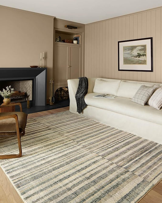 Loloi Chris Loves Julia Humphrey Collection HUM-01 Natural/Moss 8'-3'' x 11'-3'' .38" Pile Height, Area Rug feat. CloudPile