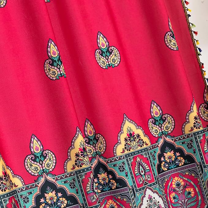 Boho Floral Curtains French Country Farmhouse Curtains 54 Inches Long Light Filtering Window Rod Pocket Drapes for Living Room 2 Panels