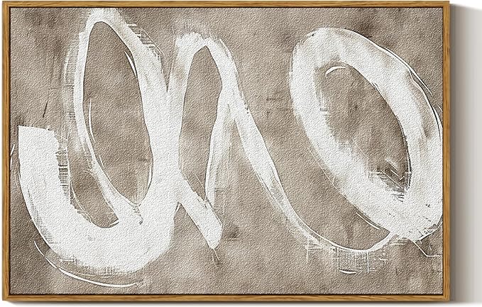 ARPEOTCY Large Framed Canvas Wall Art, 24x36 Inch, Modern Minimalist Abstract Art Prints, Contemporary Neutral Decor for Living Dining Room Hallway Bedroom Fireplace, Sandstone Textured Decor
