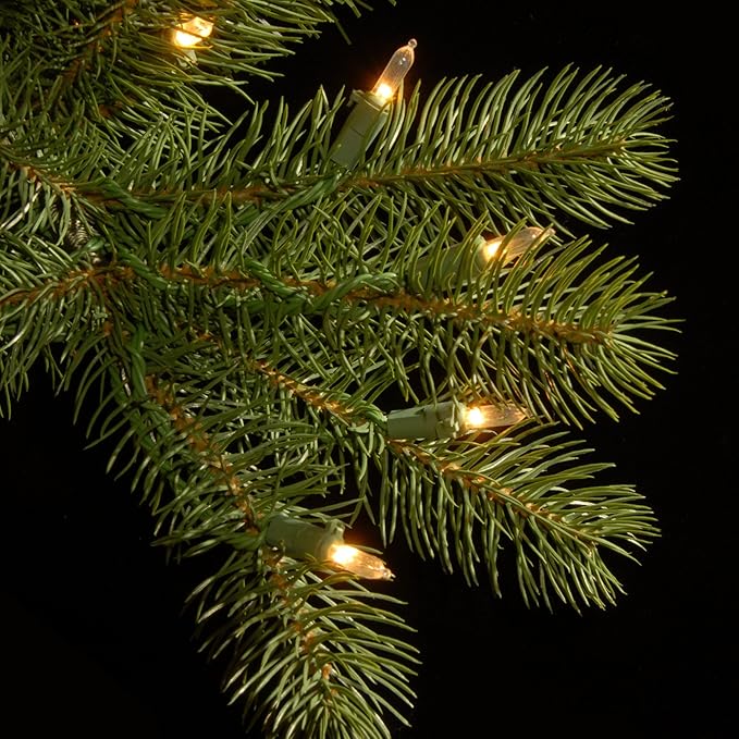 National Tree Company 7.5 ft Pre-Lit Downswept Douglas Fir Slim Artificial Christmas Tree, 350 LED Lights, 796 Tips, Foot Pedal, 10 Light Functions, Includes Stand, Green