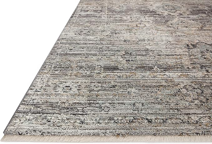 Loloi Jean Stoffer Katherine Collection KES-05 Graphite/Jade 5'-3'' x 7'-9'', .25" Pile Height, Area Rug