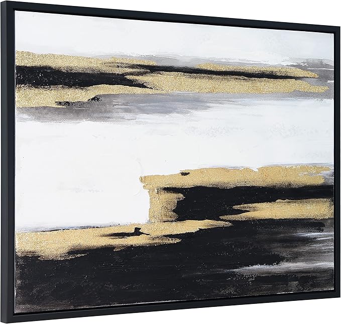 Empire Art Direct Abstract Wall Art Textured Hand Painted Canvas Art by Martin Edwards, Black Framed Wall Art, 40" x 30", Solemn Night