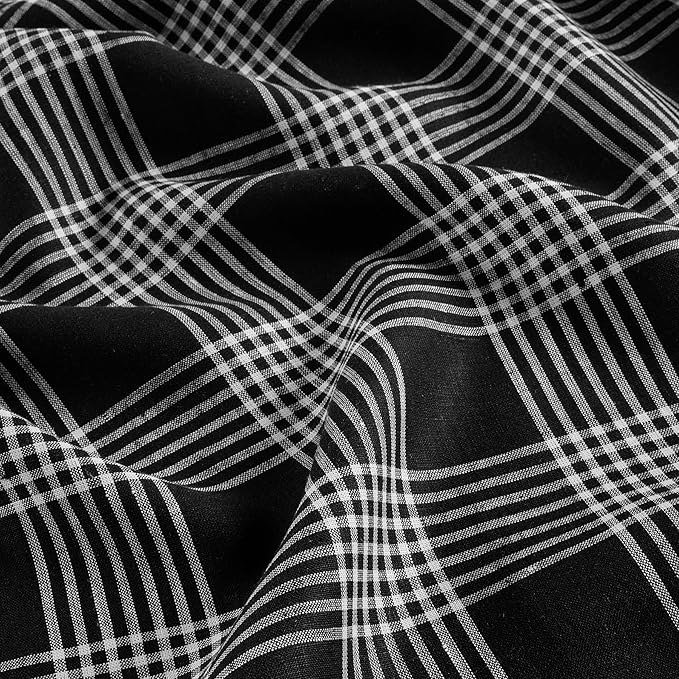 Solino Home Linen Plaid Tablecloth 52 x 52 Inch - 100% Pure Linen Glen Check Black and White Table Throw - Machine Washable Square Table Cloth for Fall, Autumn, Winter, Thanksgiving, Holiday