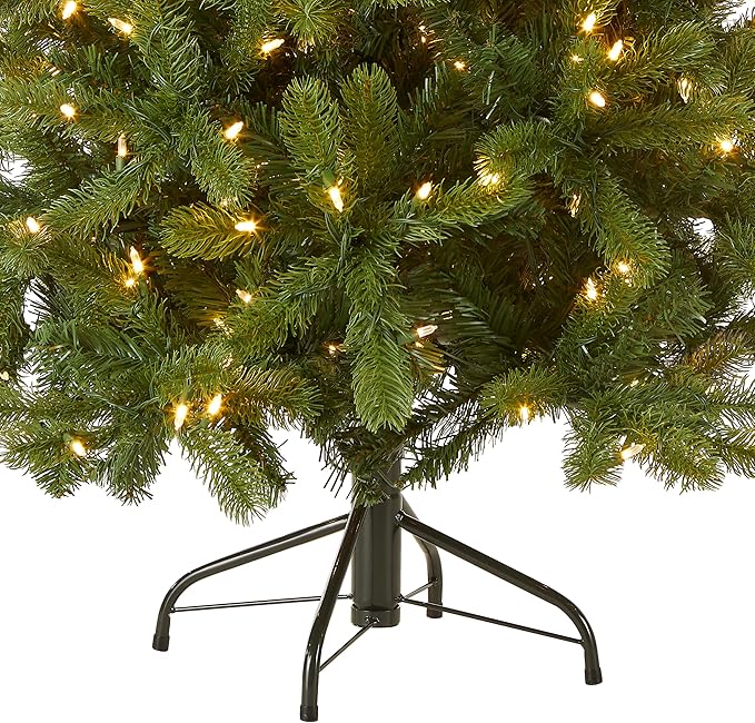 National Tree Company 4.5 ft Pre-Lit Downswept Douglas Fir Artificial Christmas Tree, 300 LED Lights, 525 Tips, Foot Pedal, 10 Light Functions, Includes Stand, Green