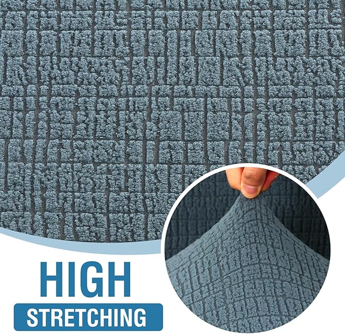 H.VERSAILTEX Jacquard Sofa Slipcover with Waterproof Seat Furniture Protector 1 Piece Stretch Sofa Covers with Elastic Bottom for Kids, Pets, Dog(Sofa, Stone Blue)