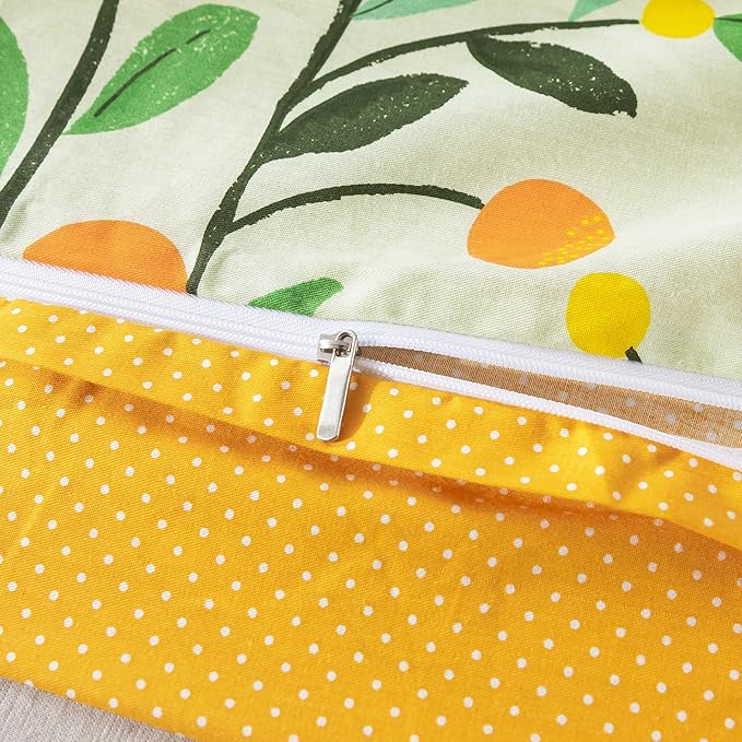 HoneiLife Cotton Duvet Cover Twin- Floral Comforter Cover 2-PC, Soft & Breathable Flower Bedding Duvet Cover Sets with Zipper Closure & Corner Ties, Wildflower Comforter Cover Sets, Fruit