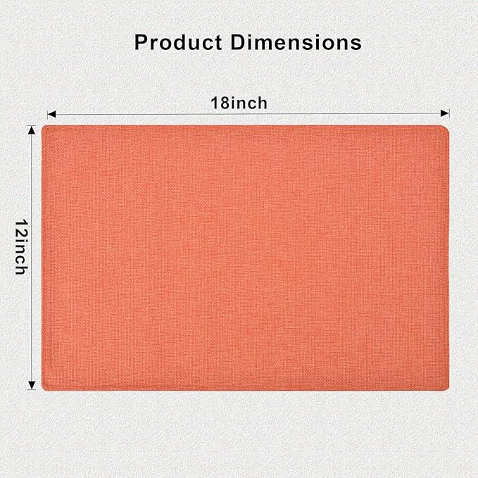SLKQG Thanksgiving Linen Fabric Placemats Set of 6 - Heat Resistant & Machine Washable Table Mats for Holiday Dining, Double-Layered for Family Gatherings - Indoor Outdoor Use (6, Orange)