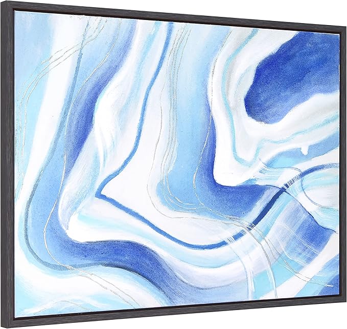 Empire Art Direct Abstract Wall Art Textured Hand Painted Canvas by Martin Edwards, Matte Black Frame, 40" x 30", Sky Elixer