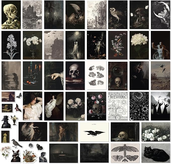 97 Decor Vintage Goth Decor For Home - 40 Pcs Mini Goth Posters For Room Aesthetic, Dark Academia Wall Art, Gothic Art Prints For Wall Decoration, Spooky Wall Collage Kit Gothic For Bedroom (4"x6")