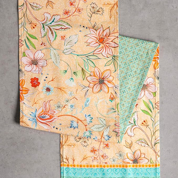 Maison d' Hermine Table Runner 100% Cotton Double Layer Table Runners 72 inches Long Decorative for Home Kitchen Dining Party Wedding Bridal Shower Spring Summer (Luxury Loft – Peach, 14.50" x 72")