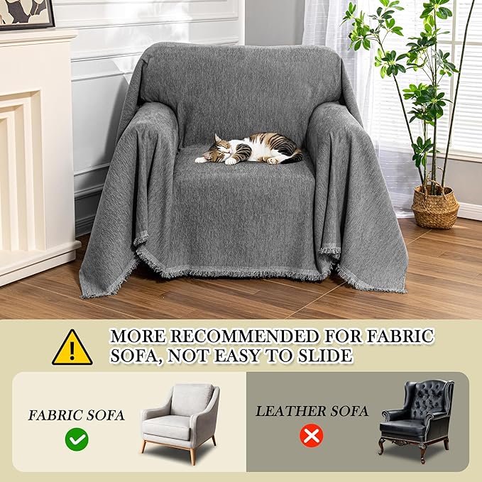MEETSKY Small Couch Cover Oversized Chair Cover Washable Sofa Cover Grey Couch Protector, Sofa Throw Cover for Couches Single Sofa Slipcovers Couch Recliner Cover, 71"x 91"