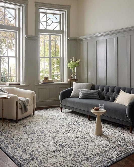 Loloi Magnolia Home by Joanna Gaines Gigi Collection GIG-02 Ivory/Blue 2'-7" x 10'-0" Runner Rug